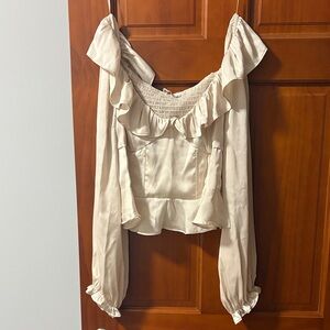 Astr Cream Ruffle Blouse